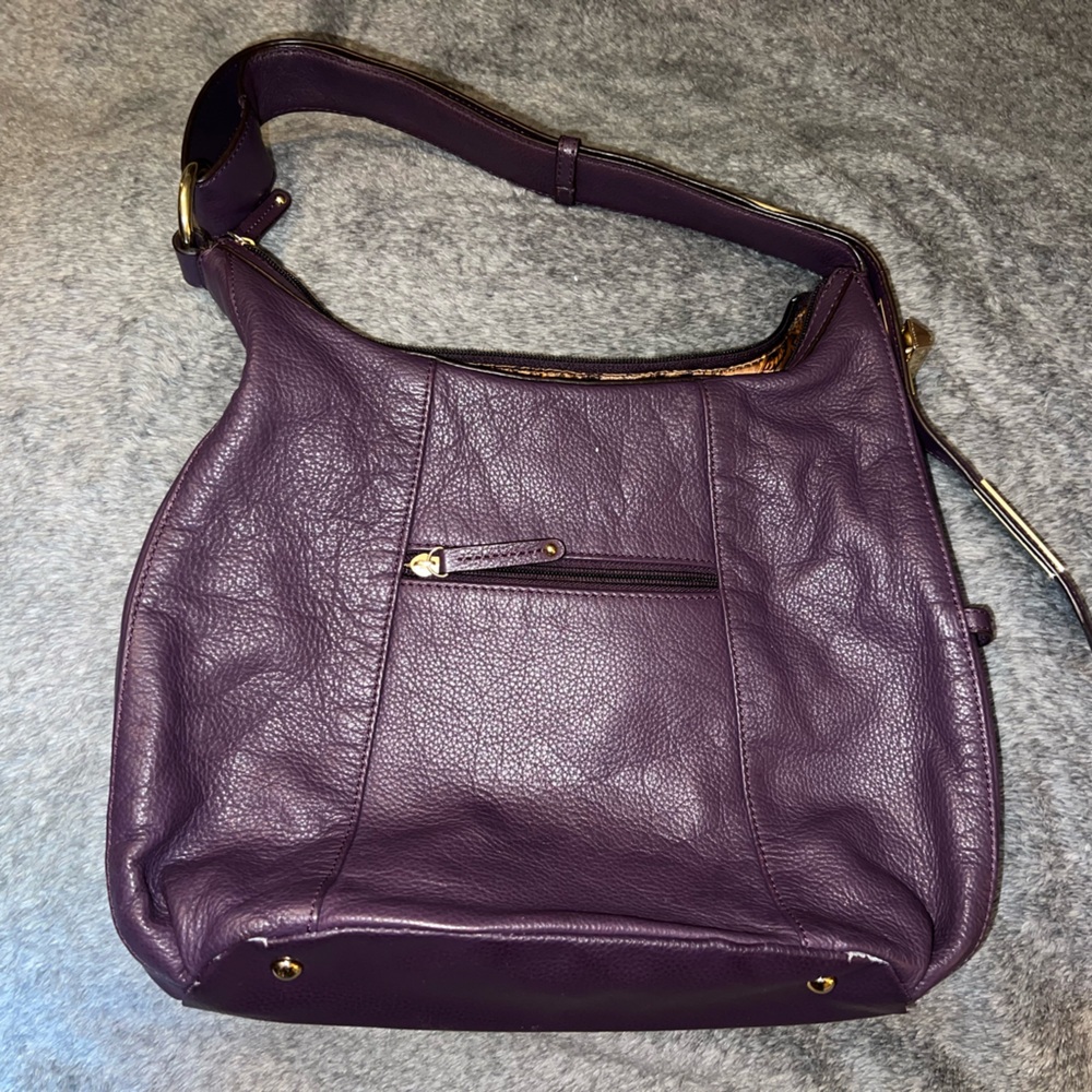 Tignanello Elegant Purple Leather Shoulder Bag